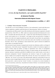 Partiti e primarie: ovvero, che tipo di primarie, e per quale modello di