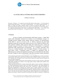 LA TUTELA DELLA VITTIMA NELLE FONTI EUROPEE(*) di Marco