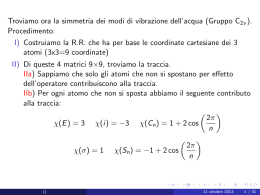 Troviamo ora la simmetria dei modi di vibrazione dell`acqua (Gruppo