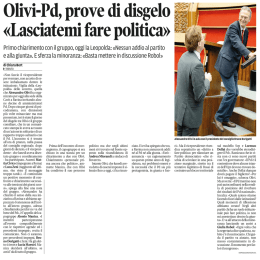 Olivi-Pd, prove di disgelo «Lasciatemi fare politica»