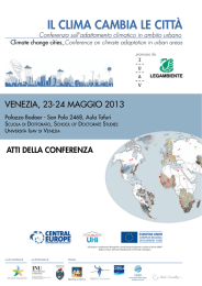 Il ClIma CambIa le CIttà