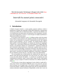 Intervalli fra numeri primi consecutivi