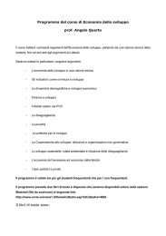 Economia dello sviluppo Prof. Quarto a.a.2014-15