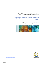 Tas Curriculum K-10 - Languages - Italian