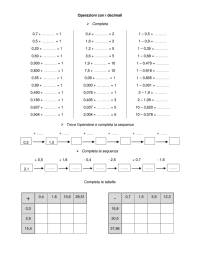 Operazioni con i decimali Completa Trova l`operatore e completa la
