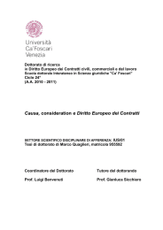 Causa, consideration e Diritto Europeo dei Contratti