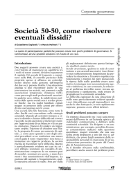 Societa` 50-50, come risolvere eventuali dissidi?