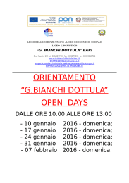 ORIENTAMENTO “G.BIANCHI DOTTULA” OPEN DAYS