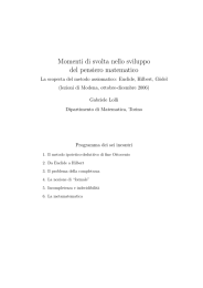 Momenti di svolta nello sviluppo del pensiero