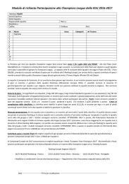 Modulo d`iscrizione Champions League EDU 2016/17