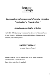 La percezione dei consumatori di cocaina circa l`uso “controllato” e