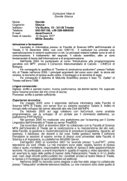 Curriculum Vitae di Davide Giacca Nome: Davide