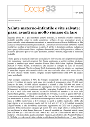 Salute materno-infantile e vite salvate: passi avanti ma molto rimane