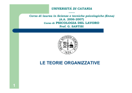 le teorie organizzative - Facoltà di Scienze della Formazione