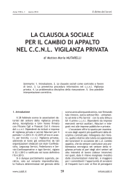 la clausola sociale per il cambio di appalto nel ccnl vigilanza privata