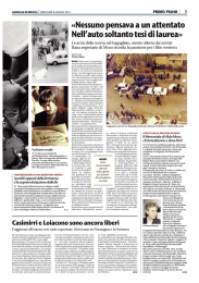 «Nessuno pensava a un attentato Nell`autosoltantotesidilaurea»