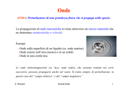 ONDA: Perturbazione di una grandezza fisica che si propaga nello