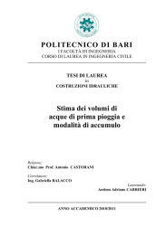 POLITECNICO DI BARI Stima dei volumi di acque di prima pioggia e