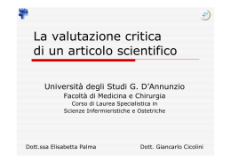 La valutazione critica di un articolo scientifico