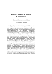 Possesso e proprietà nel pensiero di san Tommaso