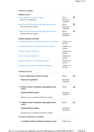 Windows Update Problemi trovati Problemi potenziali controllati
