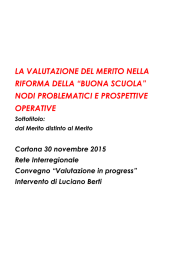 LA VALUTAZIONE DEL MERITO NELLA RIFORMA DELLA “BUONA