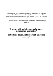 “I luoghi di trasferimento della nuova conoscenza applicativa” di