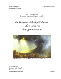 La Tempesta di Emily Dickinson nella traduzione di Eugenio Montale