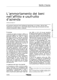 L`ammortamento dei beni nell`affitto e usufrutto d`azienda