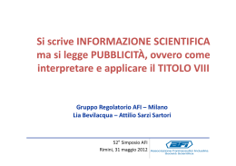 Si scrive INFORMAZIONE SCIENTIFICA ma si legge PUBBLICITÀ