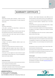 WARRANTY CERTIFICATE - johnson