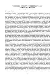 “OCCORRONO TROPPE VITE PER FARNE UNA” DEDUZIONI ED