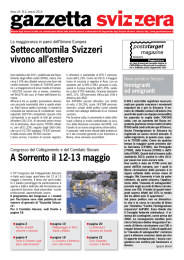 Settecentomila Svizzeri vivono all`estero A Sorrento il 12