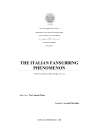 the italian fansubbing phenomenon - Università degli Studi di Sassari