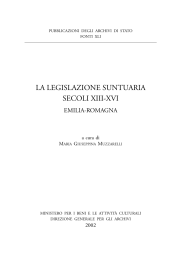 LA LEGISLAZIONE SUNTUARIA. SECOLI XIII-XVI. EMILIA