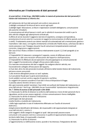 Informativa per il trattamento di dati personali