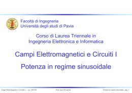 Potenza in regime sinusoidale - Università degli studi di Pavia