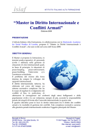 “Master in Diritto Internazionale e Conflitti Armati”