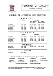 ORARIO CIMITERI di Amalfi capoluogo e Frazioni