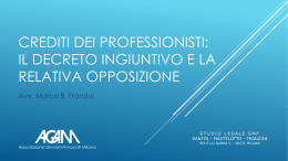 Crediti dei professionisti: Il decreto ingiuntivo e LA relativa