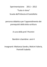 Sperimentazione 2011 – 2012 “Tutto è ritmo” Scuola dell`Infanzia di