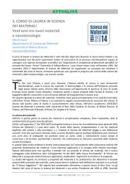 ATTUALIT&Agrave; IL CORSO DI LAUREA IN SCIENZA DEI MATERIALI