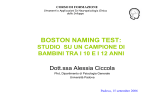 BOSTON NAMING TEST: - Dr.ssa Alessia Ciccola