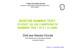 BOSTON NAMING TEST: - Dr.ssa Alessia Ciccola