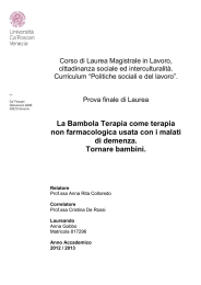 La Bambola Terapia come terapia non farmacologica usata con i