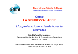 Corso LA SICUREZZA LASER L`organizzazione aziendale per la