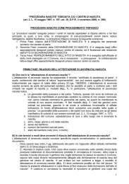 “PROCEDURA NASCITE” ESEGUITA C/O I CENTRI DI NASCITA