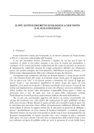 IL PIÙ ANTICO DECRETO ECOLOGICO A NOI NOTO E IL SUO