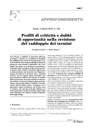 APPROFONDIMENTO Profili di criticita` e dubbi di opportunita` nella