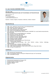 Dr. med. Charlotte SADOWSKI MEYER Berufserfahrung Ausbildung